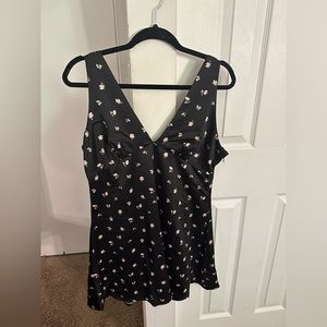 Black floral mini dress size L